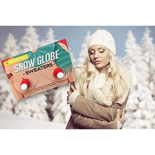 Snow Globe Sweaters - Funny Christmas Chest Warmers for Women - Holiday Stocking Stuffer Gag Gift - Secret Santa & White Elephant Idea