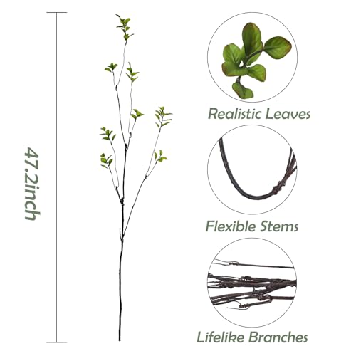 47-Inch Artificial Ficus and Eucalyptus Stems - 4 Pack Faux Greenery