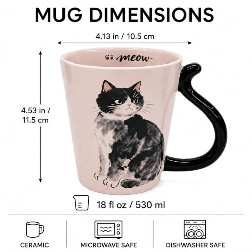 Cat Coffee Mug 18oz – Pink Variation (Cat-mug-Pink) Unique Gift for Cat Lovers