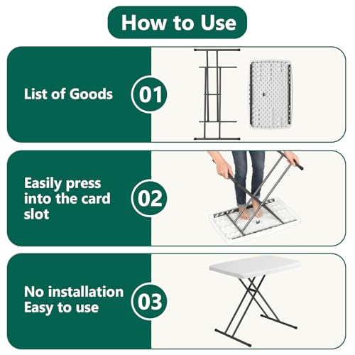 30-Inch Adjustable Folding Table, Heavy Duty Portable Utility Desk