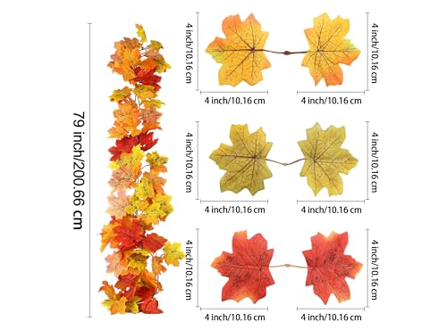 Artificial Maple Leaf Garland 2-Pack - 13ft Autumn Decor for Home