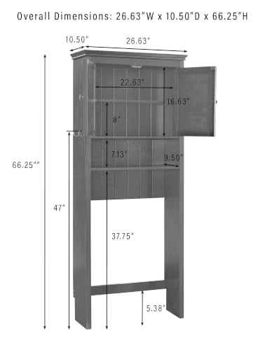 Crosley Lydia Over-the-Toilet Bathroom Cabinet - Large Espresso Coastal Style