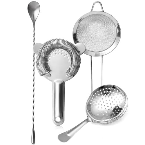 Etens Stainless Steel Cocktail Strainer Set with Hawthorne, Julep & Mesh Strainers