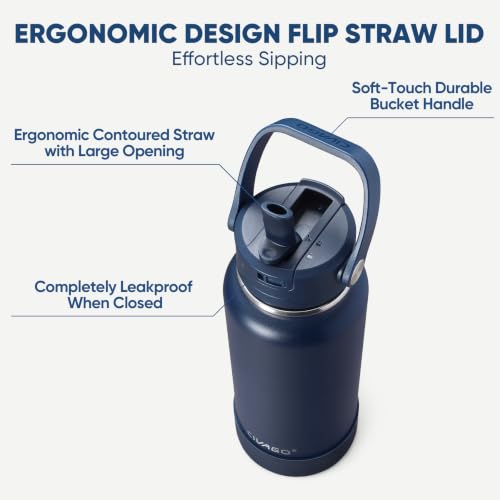 32 oz Insulated Stainless Steel Water Bottle with Straw and Handle
