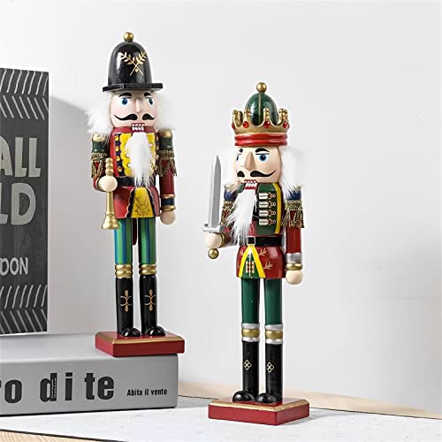 12-Inch Traditional Wooden Nutcracker Soldier - Hand-Painted Tabletop Decor