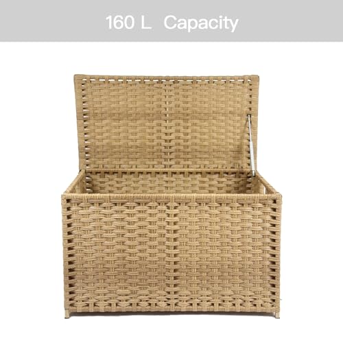 Large Wicker Storage Trunk with Lid, 160L Handwoven Blanket Chest