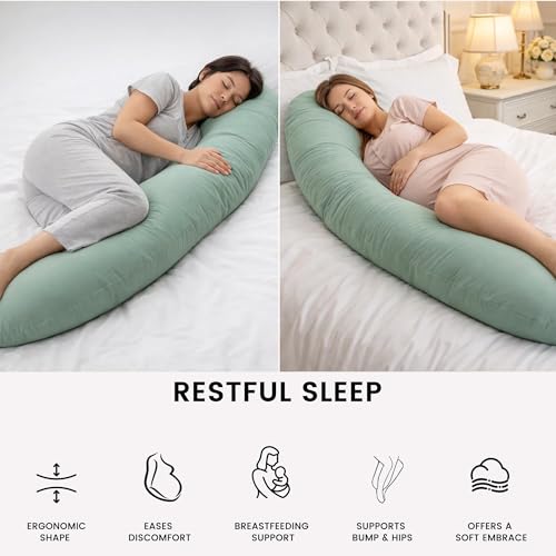 C-Shaped Pregnancy Pillow for Side Sleeping - 74 Inch Body Pillow