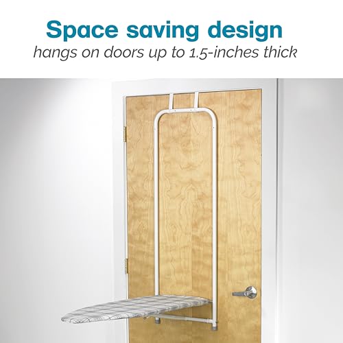 Over-the-Door Ironing Board with Cotton Cover and Pad - 42 x 14 Inch