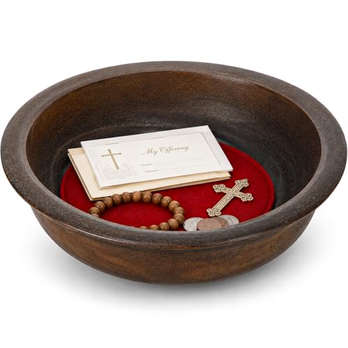 11-Inch Handcrafted Solid Wood Offering Plate with Noise-Reducing Felt Pad