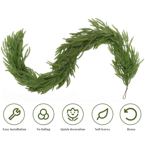 LVZHIYUAN 2 Pack 9 FT Artificial Norfolk Pine Garland for Christmas & Holiday Decor