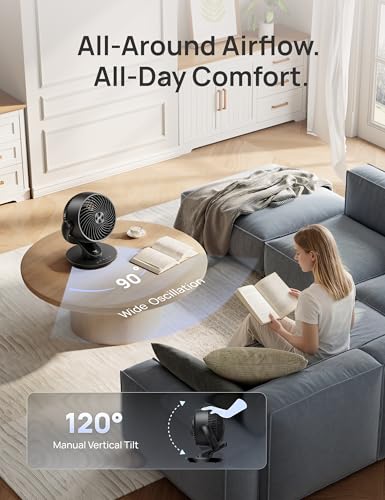 Oscillating Table Air Circulator Fan with Remote and 4 Speeds
