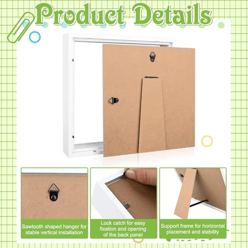 4-Pack 8x8 Inch Shadow Box Frames, Square 3D Display Cases for Memorabilia
