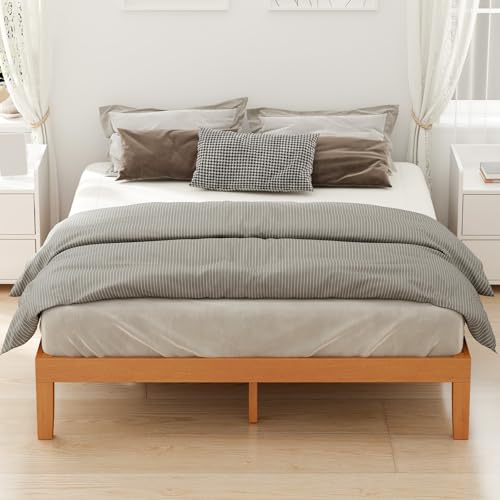 Full Size Solid Wood Platform Bed Frame, 12-Inch Noise-Free Slat Base