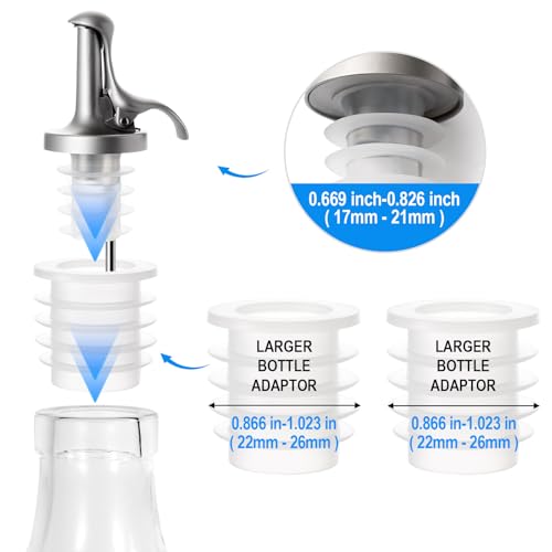 3-in-1 Liquor & Olive Oil Pour Spout Set - Silver & White, 2PCS - Lu-lupour