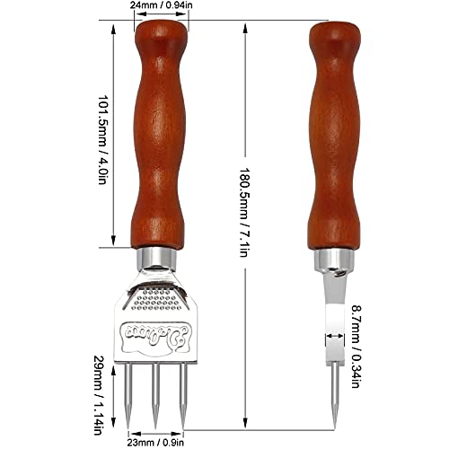 Stainless Steel Ice Pick with Wooden Handle - Durable Kitchen Bar Tool