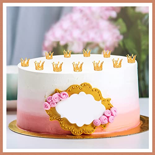Mini Gold Crown Cake Toppers 50 Pcs Princess Cupcake Decorations