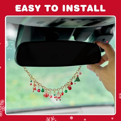 Rislobx Christmas Car Rearview Mirror Ornament Bell (Old Man) – Hanging Metal Decor