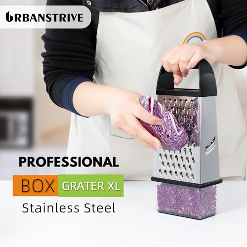 4-Side Stainless Steel Box Cheese Grater with Storage Container & Slicer