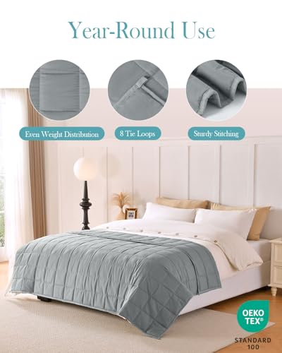 12lb Weighted Blanket for Adults, 48x72 Twin Size Cooling Breathable Grey