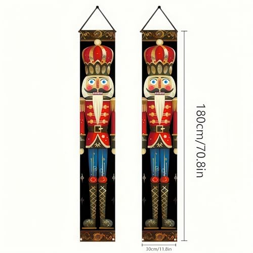 Nutcracker Soldier Christmas Porch Banner Set - Front Door Hanging Decor