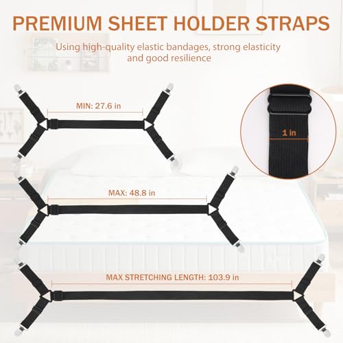 Adjustable Bed Sheet Holder Straps - 2Pcs Elastic Grippers for Fitted Sheets