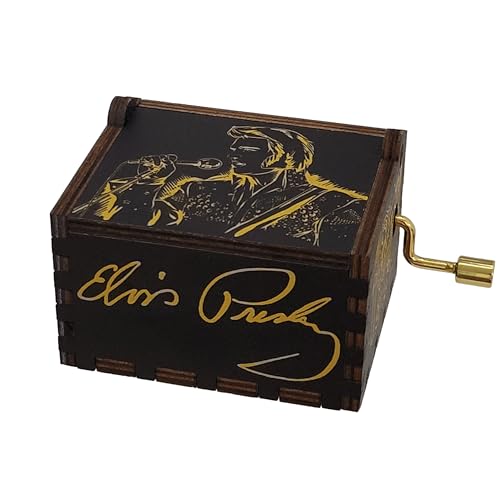 Hand Crank Wooden Music Box - Small Keepsake Gift for Music Fans