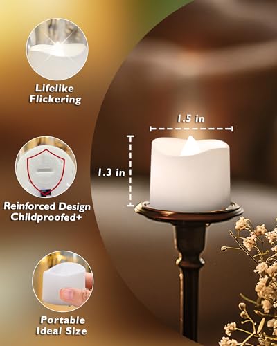 Homemory 24-Pack Flameless Tea Lights Candles – Cool White, White Body, 200+ Hours