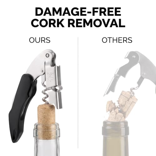 Premium Stainless Steel Double-Hinged Corkscrew Wine Opener - Black