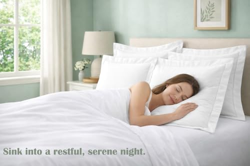 Standard Cotton Pillow Shams 20x26, 600 Thread Count Set of 2, White