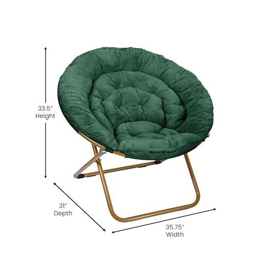 Oversized Foldable Saucer Chair, Plush Faux Fur Moon Chair for Small Spaces