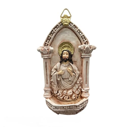 Vintage Resin Wall-Mounted Holy Water Font Religious Wall Sculpture