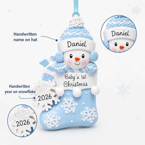 Personalized Baby's First Christmas Ornament - Custom Name Handpainted Resin