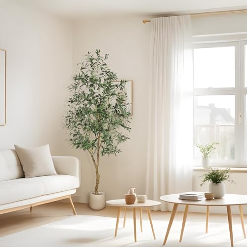 7ft Artificial Olive Tree with Planter - Realistic Faux Plant for Home Decor