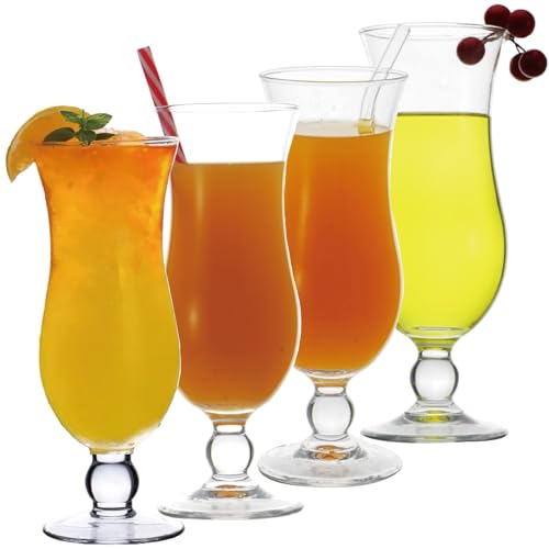 Chefcaptain Hurricane Cocktail Glasses Set of 4 - 14.5 Oz Clear Barware