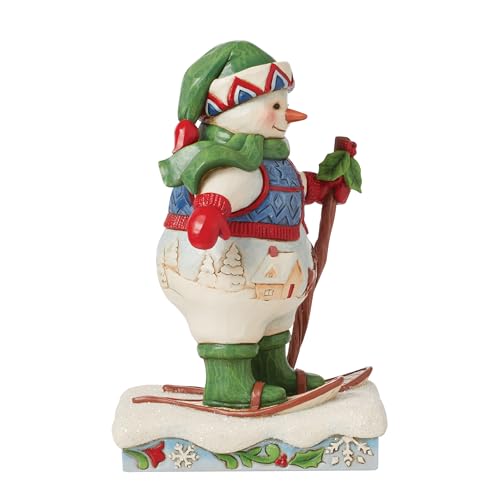 Jim Shore Snowman Figurine with Snowshoes - Holiday Resin Decor, 7 Inch
