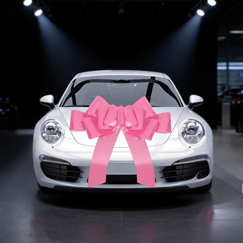 30-Inch Giant Pink Car Bow - Large Pull Bow for Vehicles & Big Gifts