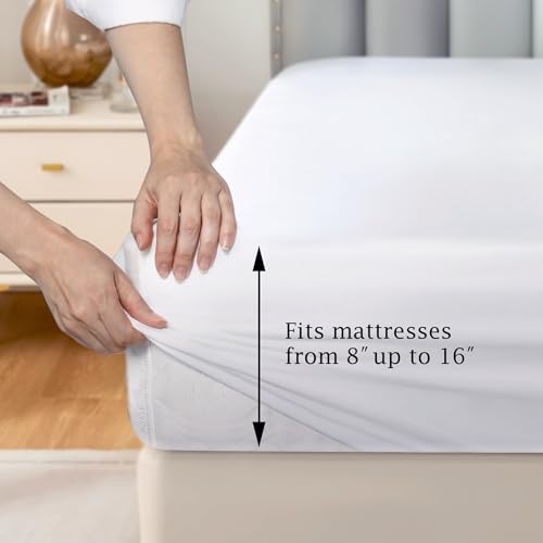 Queen Size Cotton Fitted Sheet - 300 Thread Count Percale Bed Sheet