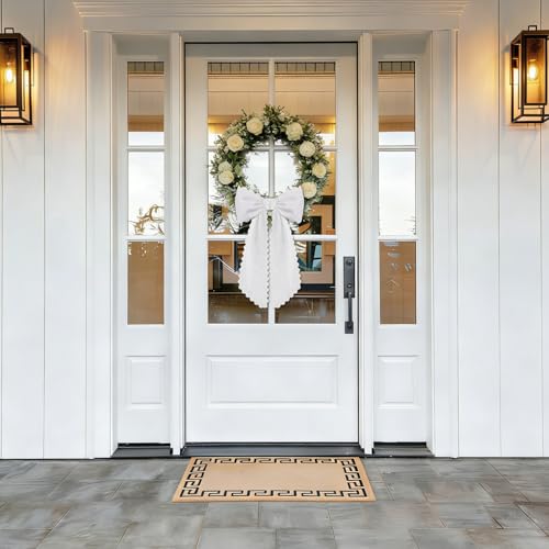2-Piece Scalloped Wreath Sash, White Decorative Ribbon for Front Door Decor