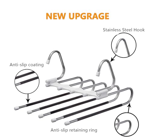 Space Saving Pants Hangers 2 Pack Metal Closet Organizer for Jeans