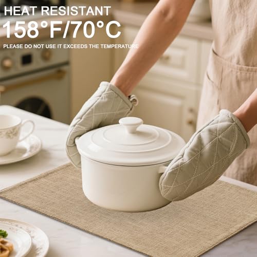 Cotton Linen Placemats Set of 6, 13" x 19" Washable Heat Resistant Mats