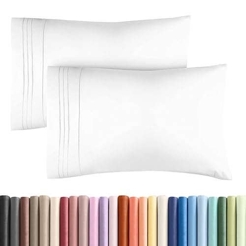 CGK Unlimited Queen Pillow Cases Set of 2 - Ultra Soft Microfiber Hotel Quality Pillowcase Covers White
