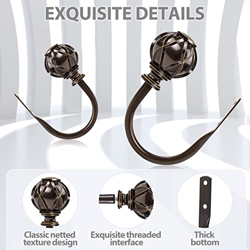 Decorative Wall Mounted Curtain Holdbacks - Bronze Netted Finial Tiebacks