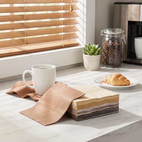 COSINIA Gradient Brown Cocktail Napkins 120 Pcs - 2-Ply Disposable Party Paper