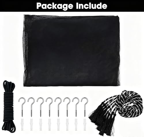 Black Mosquito Net Bed Canopy - 4 Corner Post Curtains for King & Queen