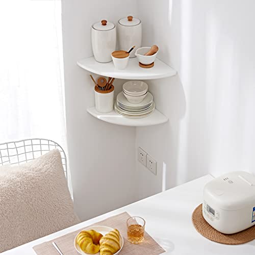 7-Inch Solid Oak Wood Floating Corner Shelf, Wall Mount Display Rack