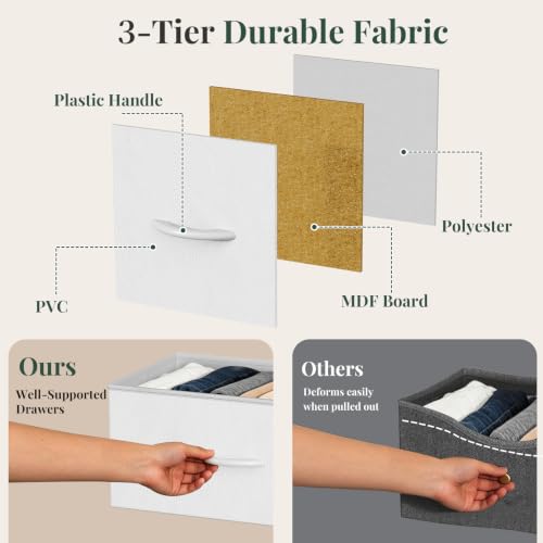 7-Drawer Fabric Dresser with Wood Top, Metal Frame Storage Organizer