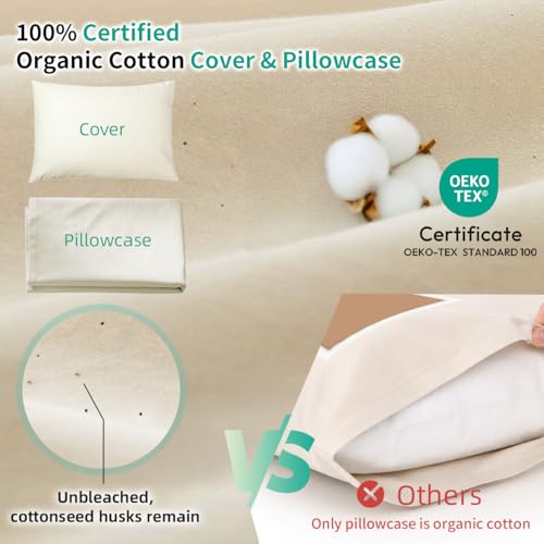 Organic Buckwheat Pillow for Neck Pain Relief | Adjustable Cooling Pillow, 20x26''