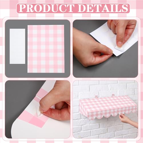 3D Carnival Awning Bulletin Board Decorations - 4 Pcs Checkered Wall Decor