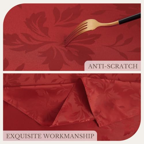 Romanstile Red Floral Jacquard Rectangle Tablecloth 60 x 102 Inch
