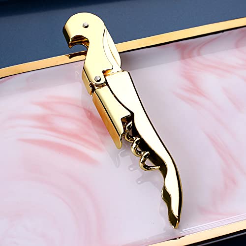 Gold Waiters Corkscrew Professional Wine Opener with Foil Cutter & Bottle Opener - All-in-One Stainless Steel Wine Key for Restaurants & Travel - 1 Pack